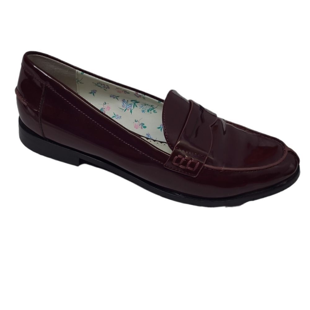 1901 wine red Niles patent leather slip on‎ penny loafer shoes 8.5
